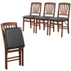 Set of 2 Folding Chairs with Padded Seat and Rubber Wood Frame-Brown