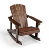 Outdoor Wooden Kid Adirondack Rocking Chair with Slatted Seat-Coffee