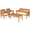 4 Pieces Outdoor Acacia Wood Sofa Furniture Set