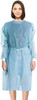 Disposable Isolation Gown X-Large; Pack of 10 Blue Disposable Gowns with Sleeves; Knitted Cuffs; Ba