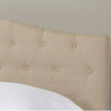 Twin Size Ivory Beige Fabric Upholstered Button Tufted Headboard