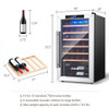 20 Inch Wine Refrigerator for 33 Bottles and Tempered Glass Door-Silver