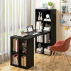 Modern Computer Desk with 12 Cubes Bookshelf-Black