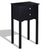 Side Table End Accent Table with 2 Drawers-Black