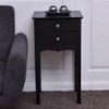 Side Table End Accent Table with 2 Drawers-Black