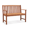 2-Seat Patio Wood Bench with Cozy Armrests and Backrest