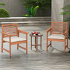 Set of 2 Patio Solid Wood Dining Chairs with Cushions and Slatted Seat