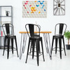 Set of 4 Bar Height Chairs Stackable Metal Bar Stools with Removable Backrest-Gun