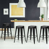 Set of 4 Bar Height Chairs Stackable Metal Bar Stools with Removable Backrest-Gun