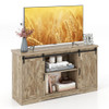 Farmhouse Entertainment Center with Adjustable Shelves and Storage Cabinet-Gray