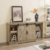 Farmhouse Entertainment Center with Adjustable Shelves and Storage Cabinet-Gray