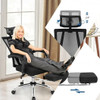 Ergonomic Recliner Mesh Office Chair with Adjustable Footrest-Black