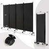 4-Panel Folding Room Divider 6 Feet Rolling Privacy Screen with Lockable Wheels-White