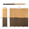 4 Panel Portable Folding Hand-Woven Wall Divider Suitable for Home Office-Brown