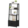 4-Tier Ladder Bookshelf Storage Display w/ 2 Drawers