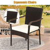 Set of 4 Patio Rattan Stackable Dining Chair with Cushioned Armrest for Garden