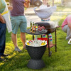 3 in 1 8 Gallon Patio Rattan Cooler Bar Table with Adjust Ice Bucket-Black