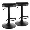 Elama 2 Piece Backless Adjustable Fabric Bar Stool in Black with Black Base