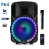 beFree Sound 12 Inch PA Bluetooth Rechargeable Portable Party Speaker with Reactive LED Lights