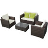 4 Pieces Brown Wicker Rattan Sofa Furniture Set Patio Garden Lawn Cushioned Seat