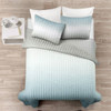 Full/Queen Aqua Blue and Grey Lightweight Polyester Fabric 3 Piece Quilt Set