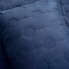 Full/Queen size Lightweight Blue Textured Cotton 3 Piece Quilt Set