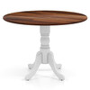 Solid Wood Round 40-inch Kitchen Dining Table with White Legs and Brown Top