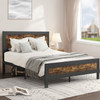 Full Industrial Rivet Platform Bed Frame with Headboard in Rustic Wood Finish