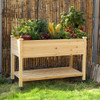 Outdoor Wood Raised Garden Bed Planter Box Cart on Wheels 46-inch x 22-inch