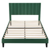 Queen size Modern Green Velvet Upholstered Platform Bed with Headboard