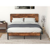 Full Modern Metal Platform Bed Frame with Rustic Wood Headboard and Footboard