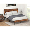 Full Modern Metal Platform Bed Frame with Rustic Wood Headboard and Footboard