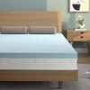 King size 4-inch Thick Soft Gel Memory Foam Mattress Topper in Light Blue