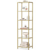 Narrow Glass Shelf Bookcase Bedroom Living Office Bath Storage Unit in Gold