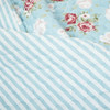 King size Vintage Rose Ruffle Edge Light Quilt Set in Blue White and Pink