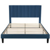 Queen size Modern Navy Blue Velvet Upholstered Platform Bed with Headboard
