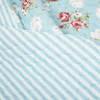 Full/Queen size Vintage Rose Ruffle Edge Light Quilt Set in Blue White and Pink