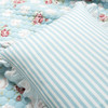 Full/Queen size Vintage Rose Ruffle Edge Light Quilt Set in Blue White and Pink
