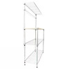 Carbon Steel Kitchen Bakers Rack with MDF Wood Shelf and Hanging Bar with Hooks