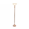 Rose Gold Copper Finish Metal Floor Lamp Torchiere with White Glass Shade