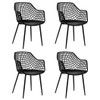 Set of 4 Heavy Duty Modern Dining Chair with Airy Hollow Backrest-Black