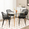 Set of 4 Heavy Duty Modern Dining Chair with Airy Hollow Backrest-Black