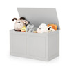 Safety Hinge Wooden Chest Organizer Toy Storage Box-Gray