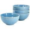 Meritage Sussex 4 Piece 6 Inch Reactive Glaze Stoneware Cereal Bowl Set in Blue