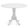 Round Solid Wood Kitchen Dining Table in White Farmhouse Wooden Finish