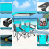 Turquoise Blue 2-Piece Folding Canopy Chair with Cup Holder and Storage Pocket