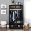 Black Freestanding Bedroom Cabinet Armoire Wardrobe Closet with Hanging Rail