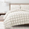 Full/Queen Soft Lightweight Puff Textured 3-Piece Comforter Set in Off White