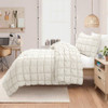 Full/Queen Soft Lightweight Puff Textured 3-Piece Comforter Set in Off White