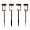 4 Pack - Bronze Gold Solar LED Light Set - Outdoor Path Yard Lighting